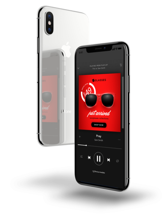 Keynes Digital spotify display ad example on two iphone